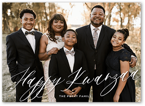 Elegant Blessing Kwanzaa Card, White, 5x7 Flat, Kwanzaa, 100% Recycled Cardstock , Square, White