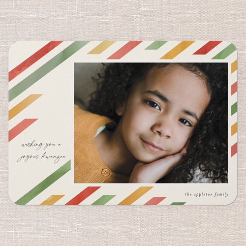 Festive Angles Kwanzaa Card, Beige, 5x7 Flat, Kwanzaa, Pearl Shimmer Cardstock, Rounded, Cream
