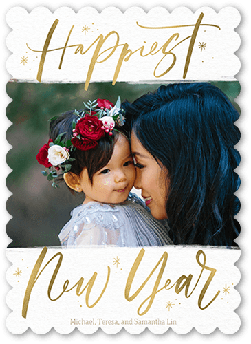 Flashy Script Lunar New Year Card, Orange, 5x7 Flat, Matte, Signature Smooth Cardstock, Scallop