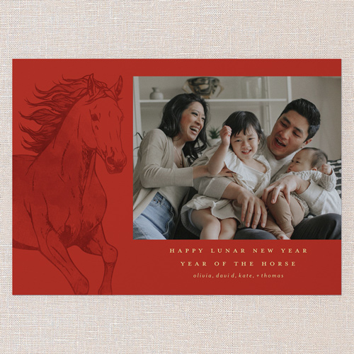 Dragon New Year Lunar New Year Card, Red, 5x7 Flat, Pearl Shimmer Cardstock, Square, Cinnamon