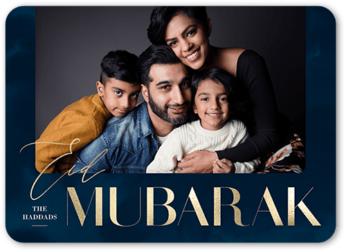 Statement Script Eid Card, Black, 5x7 Flat, 100% Recycled Cardstock , Rounded