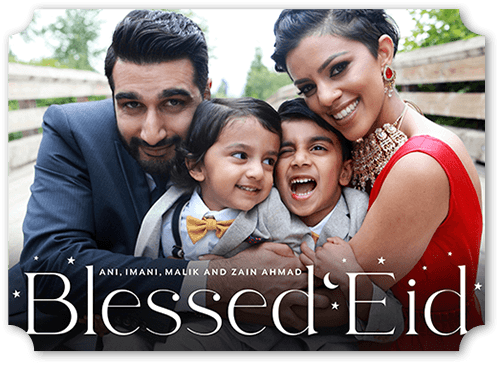 Basic Blessed Eid Card, Black, 5x7 Flat, 100% Recycled Cardstock , Ticket