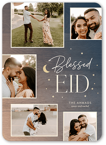 Twilight Sky Eid Card, Blue, 5x7 Flat, 100% Recycled Cardstock , Rounded, Navy