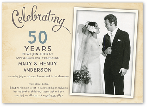 Romantic Frame Wedding Anniversary Invitation, Grey, 5x7, Luxe Double-Thick Cardstock, Square