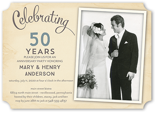 Romantic Frame Wedding Anniversary Invitation, Grey, 5x7 Flat, Matte, Signature Smooth Cardstock, Ticket