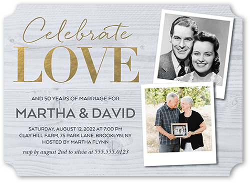 Honoring Love Wedding Anniversary Invitation, Brown, 5x7, Pearl Shimmer Cardstock, Ticket