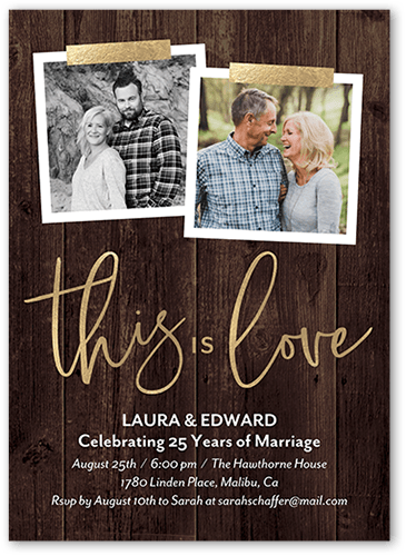 Anniversary Of Love  Wedding Anniversary Invitation, Brown, 5x7 Flat, Standard Smooth Cardstock, Square