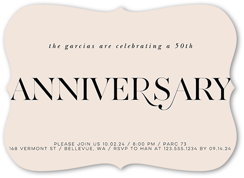 Linked Years Wedding Anniversary Invitation, Pink, 5x7 Flat, Pearl Shimmer Cardstock, Bracket