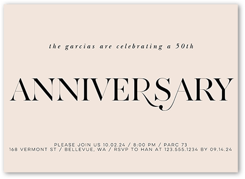 Linked Years Wedding Anniversary Invitation, Pink, 5x7, Pearl Shimmer Cardstock, Square