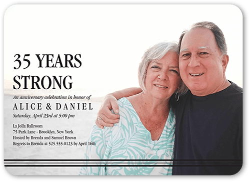 Going Strong Wedding Anniversary Invitation, White, 5x7 Flat, Standard Smooth Cardstock, Rounded, White