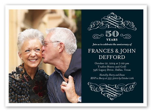 Memorable Years Wedding Anniversary Invitation, Black, Luxe Double-Thick Cardstock, Square