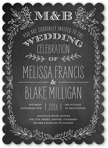 Captivated Chalk Wedding Invitation, Black, Matte, Signature Smooth Cardstock, Scallop