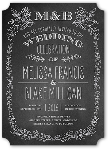 Captivated Chalk Wedding Invitation, Black, Matte, Signature Smooth Cardstock, Ticket