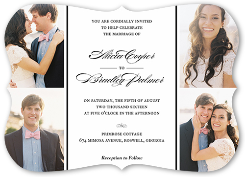 Captivating Elegance Wedding Invitation, White, Pearl Shimmer Cardstock, Bracket