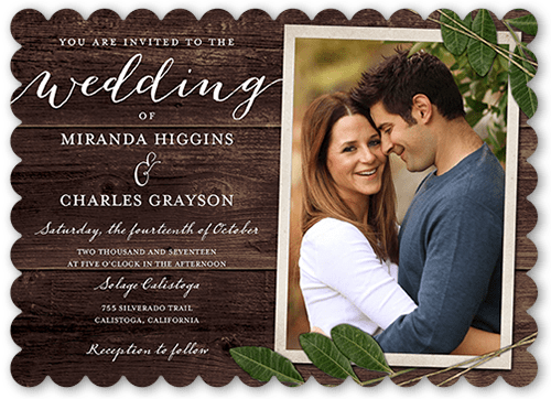 Ingrained Love Wedding Invitation, Brown, Pearl Shimmer Cardstock, Scallop