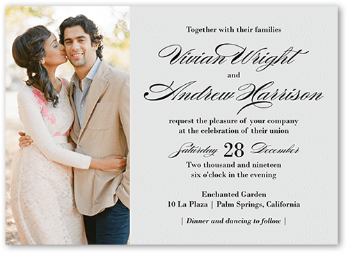 Grandeur Affair Wedding Invitation, Grey, 5x7 Flat, Pearl Shimmer Cardstock, Square