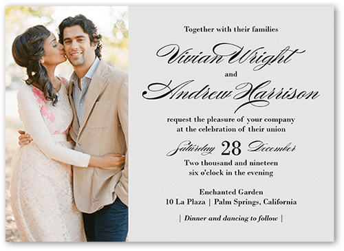 Grandeur Affair Wedding Invitation, Grey, 5x7 Flat, Luxe Double-Thick Cardstock, Square