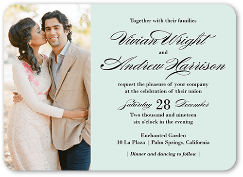 Grandeur Affair Wedding Invitation, Blue, 5x7, Standard Smooth Cardstock, Rounded