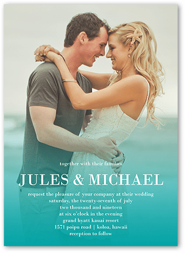 Enchanted Ending Wedding Invitation, Blue, 5x7 Flat, Luxe Double-Thick Cardstock, Square