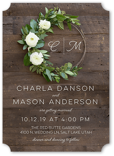 Encircled in Love Wedding Invitation, Brown, 5x7 Flat, Pearl Shimmer Cardstock, Ticket