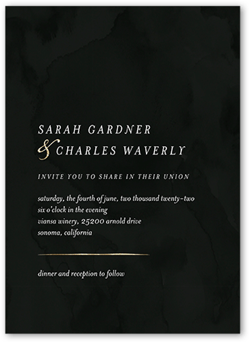 Gentle Texture Wedding Invitation, Black, 5x7 Flat, Standard Smooth Cardstock, Square, Black