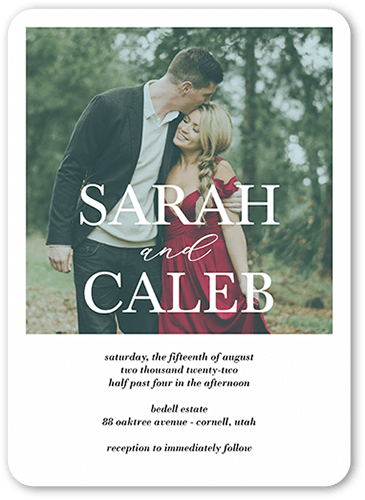 Brilliant Overlay Wedding Invitation, none, Blue, 5x7 Flat, Matte, Signature Smooth Cardstock, Rounded