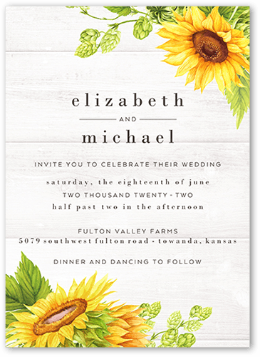 sunflower wedding invitations