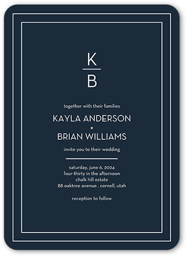 Simple Silhouette Wedding Invitation, Black, 5x7 Flat, Matte, Signature Smooth Cardstock, Rounded, Silhouette