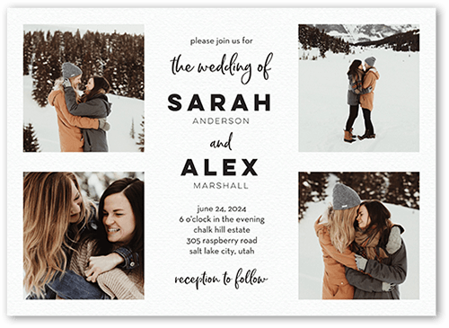 Modern Corners Wedding Invitation, White, 5x7 Flat, Matte, Signature Smooth Cardstock, Square