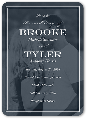 Classic Simple Script Wedding Invitation, Black, 5x7 Flat, Matte, Signature Smooth Cardstock, Rounded