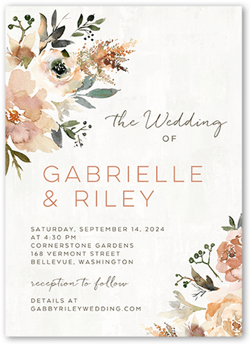 Painted Promise Wedding Invitation, Beige, 5x7 Flat, Standard Smooth Cardstock, Square