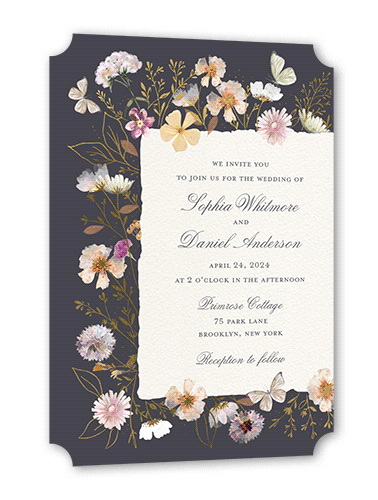 Fairy Tale Wedding Wedding Invitation, Gold Foil, Grey, 5x7 Flat, Pearl Shimmer Cardstock, Ticket