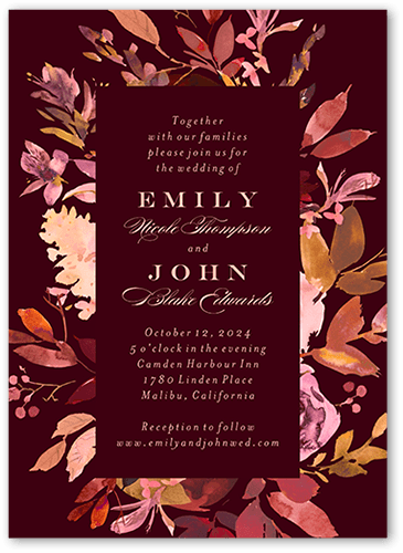 Deeply Beautiful Wedding Invitation, Red, 5x7 Flat, Matte, Signature Smooth Cardstock, Square