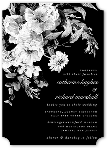 Midnight Verdant Wedding Invitation, Black, 5x7 Flat, Pearl Shimmer Cardstock, Ticket