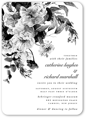 Midnight Verdant Wedding Invitation, White, 5x7 Flat, Matte, Signature Smooth Cardstock, Rounded, White