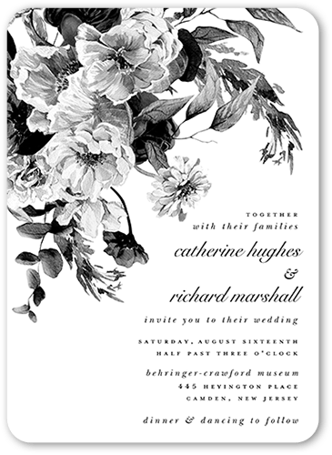 Midnight Verdant Wedding Invitation, White, 5x7 Flat, 100% Recycled Cardstock ?, Rounded