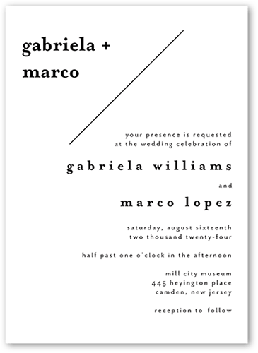 Modern Stylings Wedding Invitation, White, 5x7 Flat, Standard Smooth Cardstock, Square