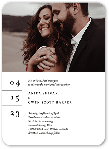 Simple And Stylish Wedding Invitation, White, 5x7 Flat, Matte, Signature Smooth Cardstock, Rounded, White