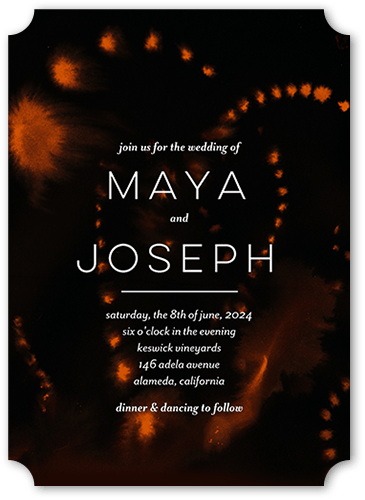 Stunning Fireworks Wedding Invitation, Orange, 5x7, Matte, Signature Smooth Cardstock, Ticket