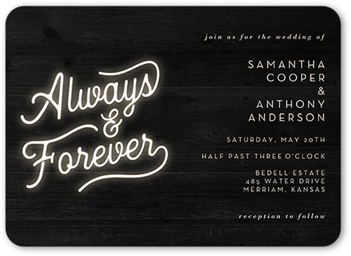 Always and Forever Wedding Invitation, Grey, 5x7 Flat, Matte, Signature Smooth Cardstock, Rounded, Charcoal