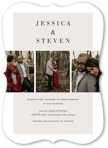 Novel Photo Wedding Invitation, Purple, 5x7 Flat, Pearl Shimmer Cardstock, Bracket