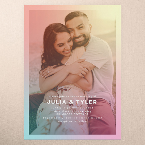 Hazy Rainbow Wedding Invitation, Yellow, 5x7 Flat, Standard Smooth Cardstock, Square