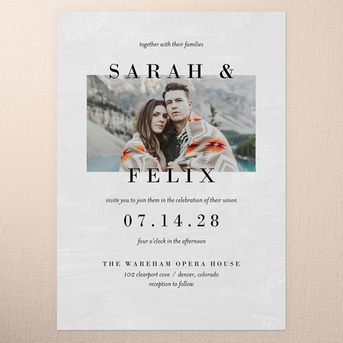 Modern Minimal Wedding Invitation, White, 5x7 Flat, Matte, Signature Smooth Cardstock, Square, White