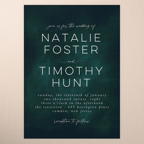 Cloudy Tints Wedding Invitation, Green, 5x7 Flat, 100% Recycled Cardstock , Square, Tropical