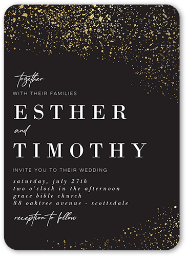 Sparks Fly Wedding Invitation, Grey, 5x7 Flat, Standard Smooth Cardstock, Rounded