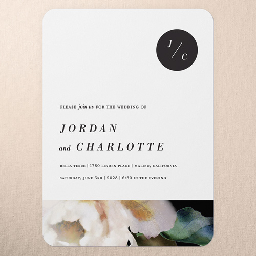 Modern Style Wedding Invitation, White, 5x7 Flat, 100% Recycled Cardstock , Rounded, White
