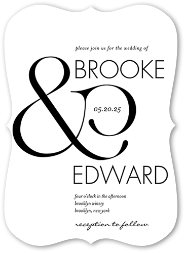 Ampersand Accent Wedding Invitation, White, none, 5x7 Flat, Pearl Shimmer Cardstock, Bracket