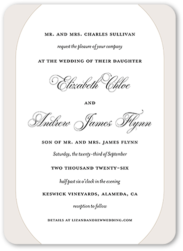 Elegant Essence Wedding Invitation, Gray, 5x7 Flat, Pearl Shimmer Cardstock, Rounded