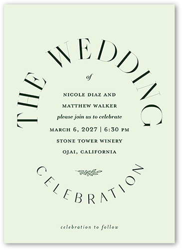 Refined Request Wedding Invitation, Green, 5x7 Flat, Pearl Shimmer Cardstock, Square, Sage