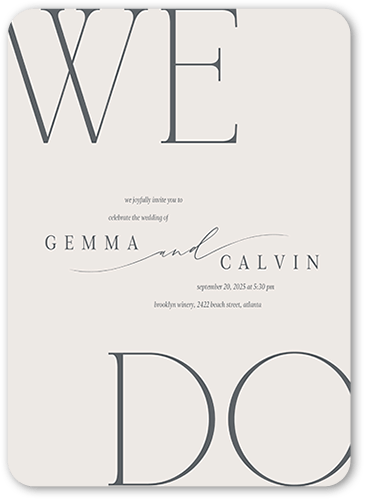 Graceful Gathering Wedding Invitation, Gray, 5x7 Flat, Pearl Shimmer Cardstock, Rounded